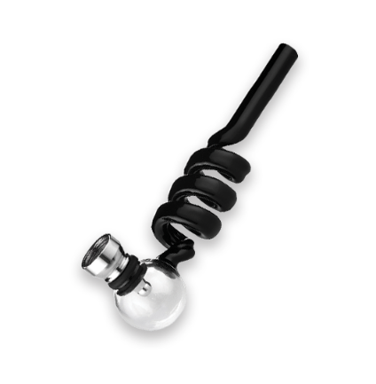 Rasta Pipe – Glass Pipe Spiral with Skull bowl 14cm